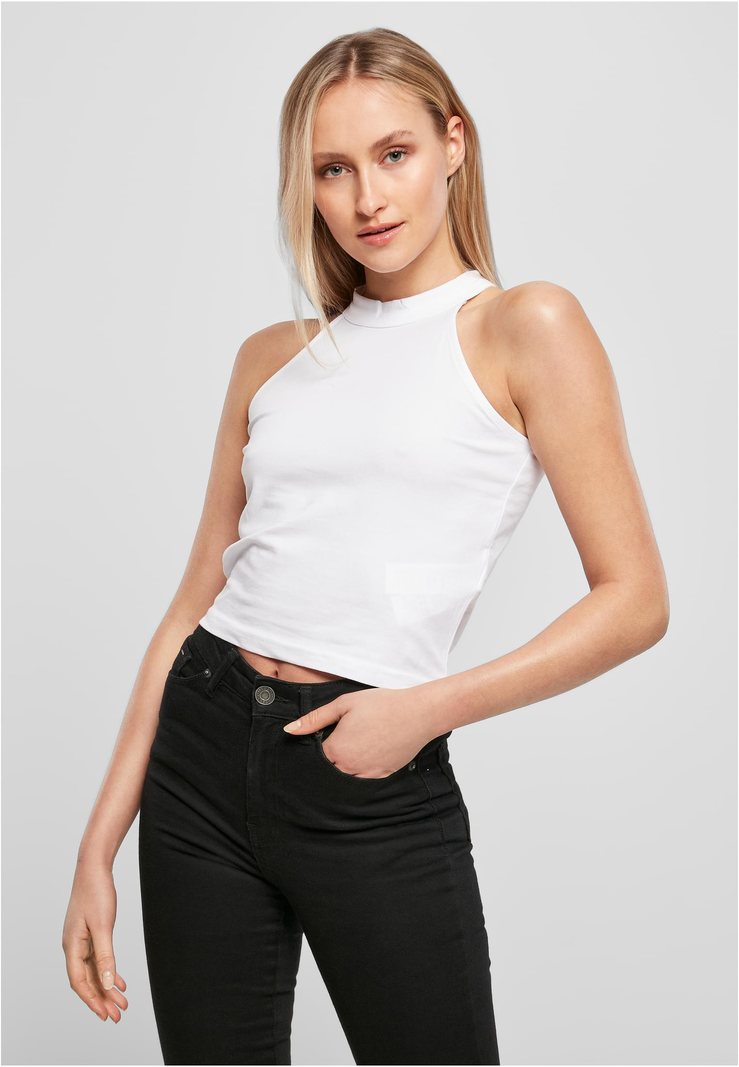 Build Your Brand Damen Turtleneck Short Top
