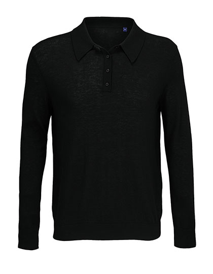 Men´s Polo Collar Sweater Stefan Deep Black 4XL