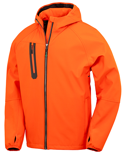 3-Layer Recycled Printable Hooded Casual Softshell Jacket Orange / Navy 4XL