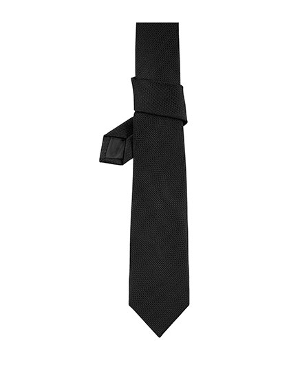 Plain Jacquard Tie Teodor Deep Black 150 x 7 cm