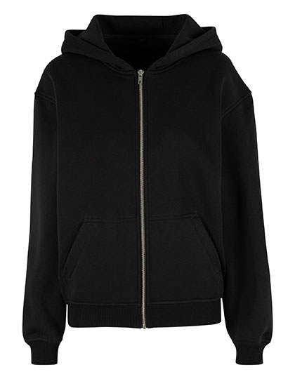 Build Your Brand Ladies Loose Fit Zip Hoody Black 5XL