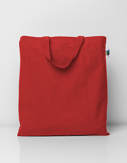 Fairtrade Cotton Bag Short Handles Red (ca. Pantone 200C) approx. 38 x 42 cm