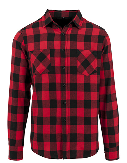 Build Your Brand Checked Flannel Shirt Black-Red XXL