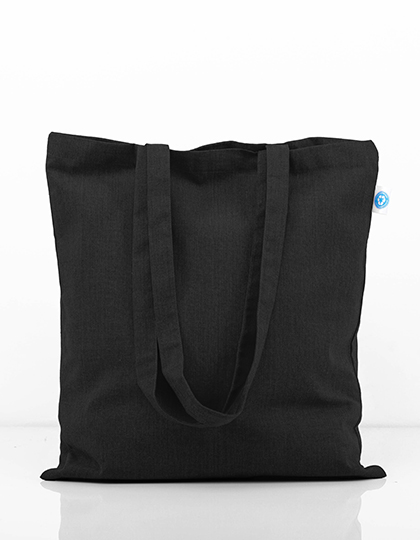 Recycled Cotton Bag Long Handles Black approx. 38 x 42 cm