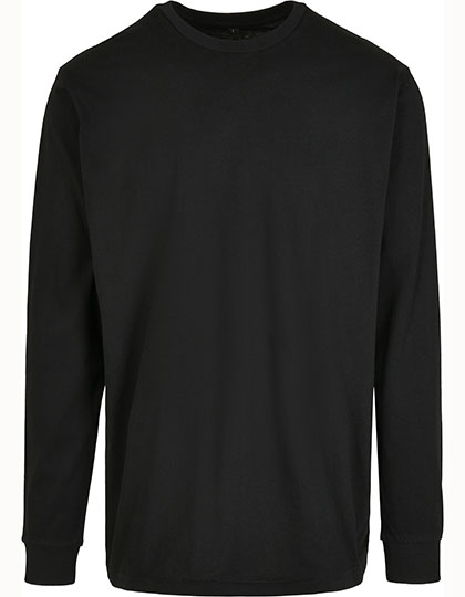 Build Your Brand Organic Long Sleeve With Cuffrib Black 5XL