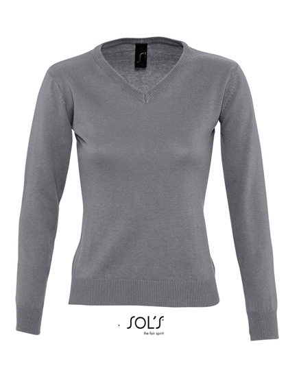 Women´s V-Neck Sweater Galaxy Medium Grey (Solid) XXL