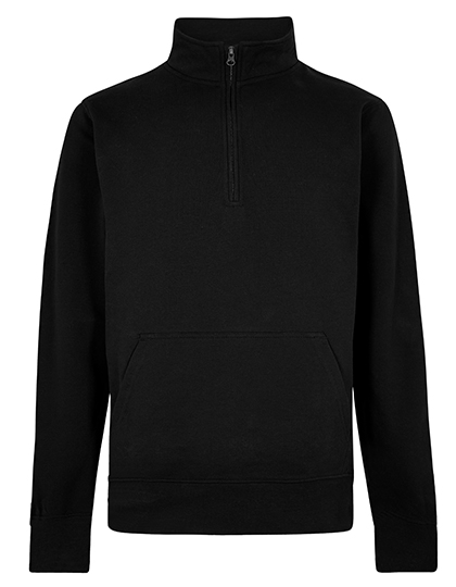 Regular Fit 1/4 Zip Pique Sweatshirt Black 3XL