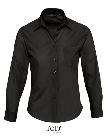 Popeline-Blouse Executive Long Sleeve Black XXL