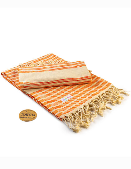 Hamamzz® Original Bodrum DeLuxe Handtuch Orange / Ivory 100 x 180 cm