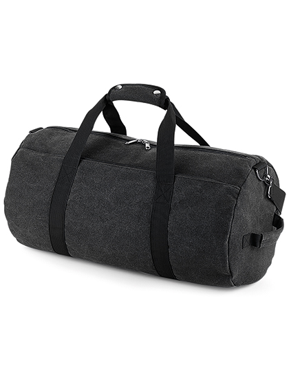 Vintage Canvas Barrel Bag Vintage Black 49 x 28 x 28 cm