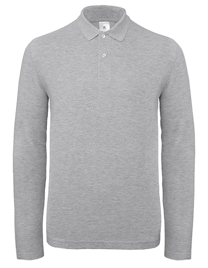 Men´s Long Sleeve Polo ID.001 Heather Grey XXL