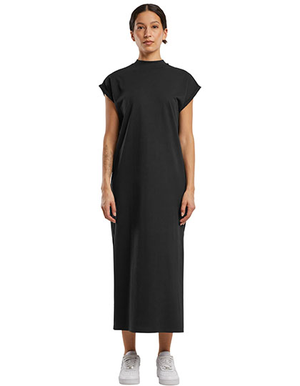 Build Your Brand Ladies Long Extended Shoulder Dress Black 5XL